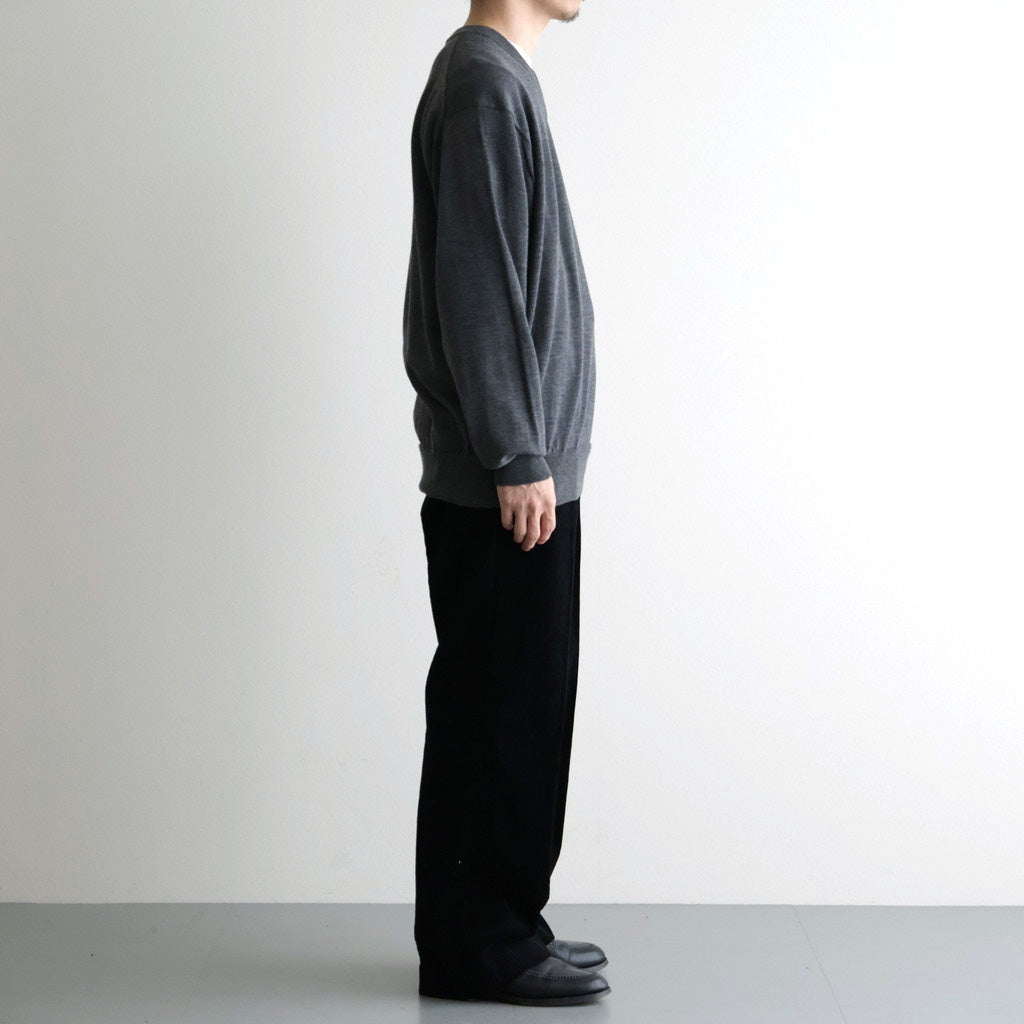 MIXED-WALE CORDUROY NOTUCK SLACKS #BLACK [26W-BIS-PT15]