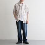 OPEN COLLAR S/S SHIRT #IVORY CHECK [M26A18SH02B]