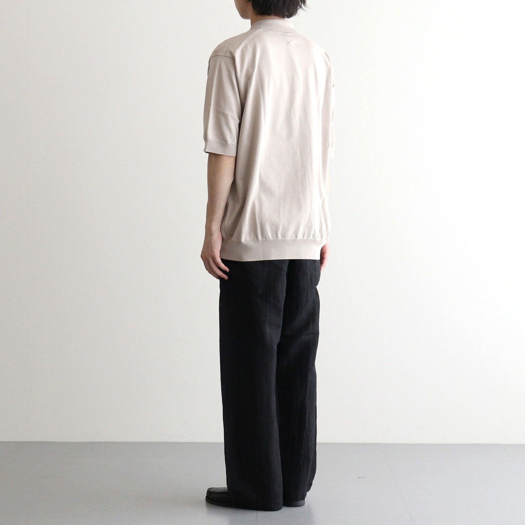 CARIBBEAN SEAISLAND COTTON POLO SHORT SLEEVE #GREIGE [BN-26SM-064]