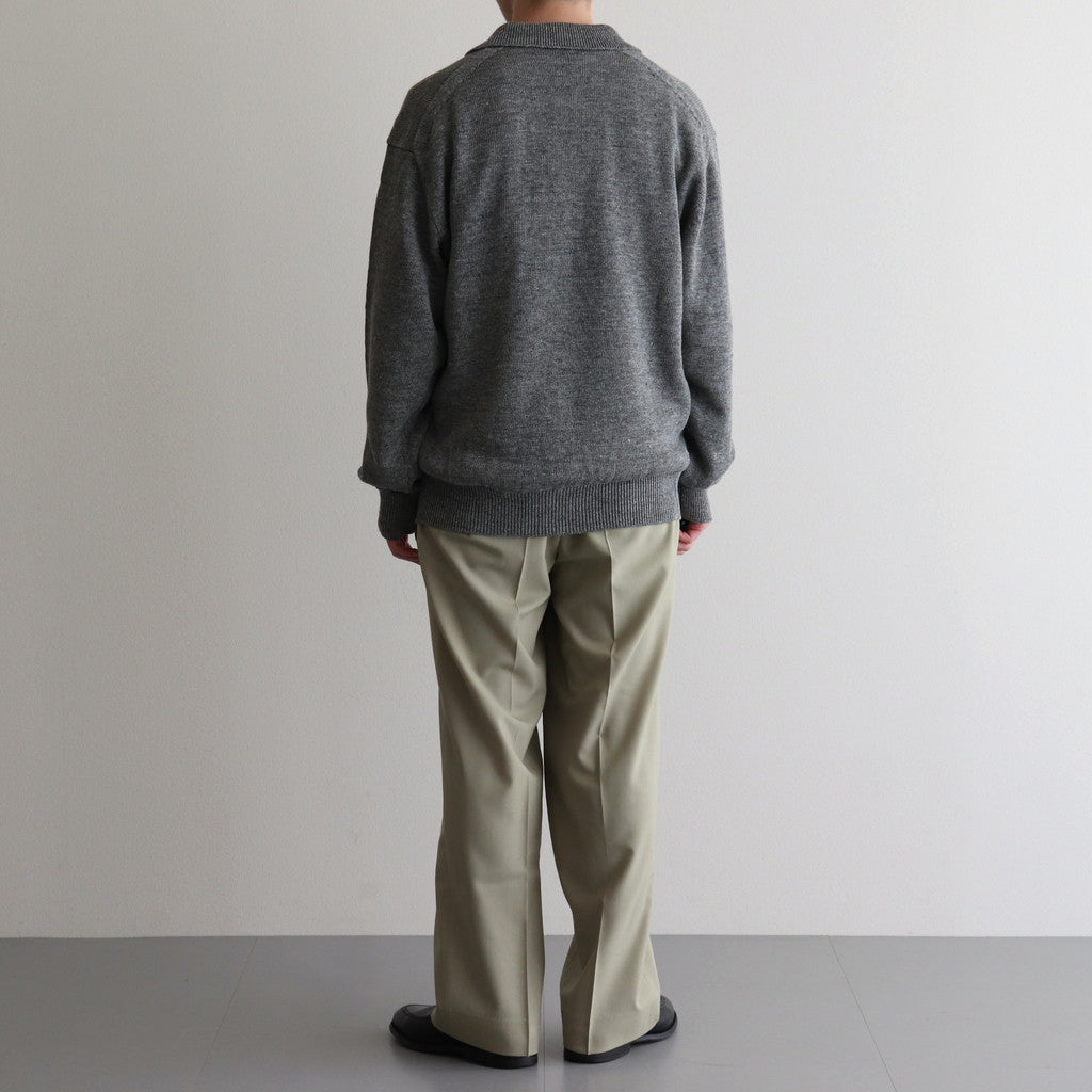 WASHED HIGH COUNT LINEN POLO #GRAY [BN-25SM-023]