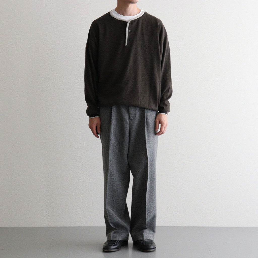 TWEED WOOL ONE TUCK TROUSERS #GRAY [BN-26FM-023]