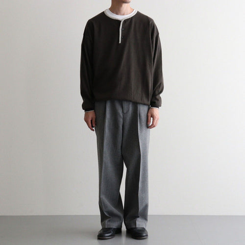 TWEED WOOL ONE TUCK TROUSERS #GRAY [BN-26FM-023]