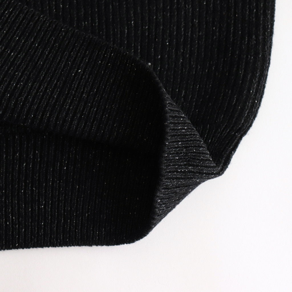 SILK NEP WOOL MOCK-NECK SWEATER #ONYX BLACK [242OJ-KN04]