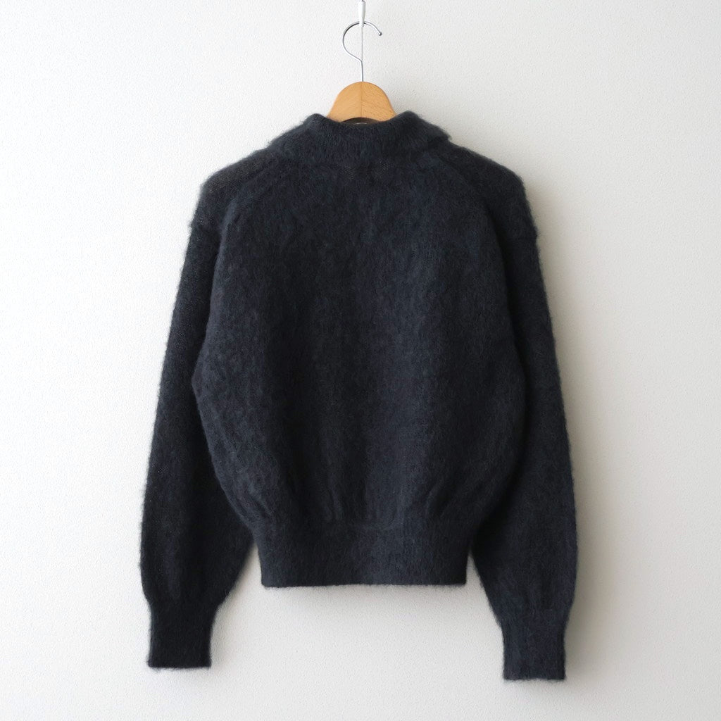 PURE MOHAIR SHAGGY POLO #CHARCOAL BLUE [BN-25FL-053]