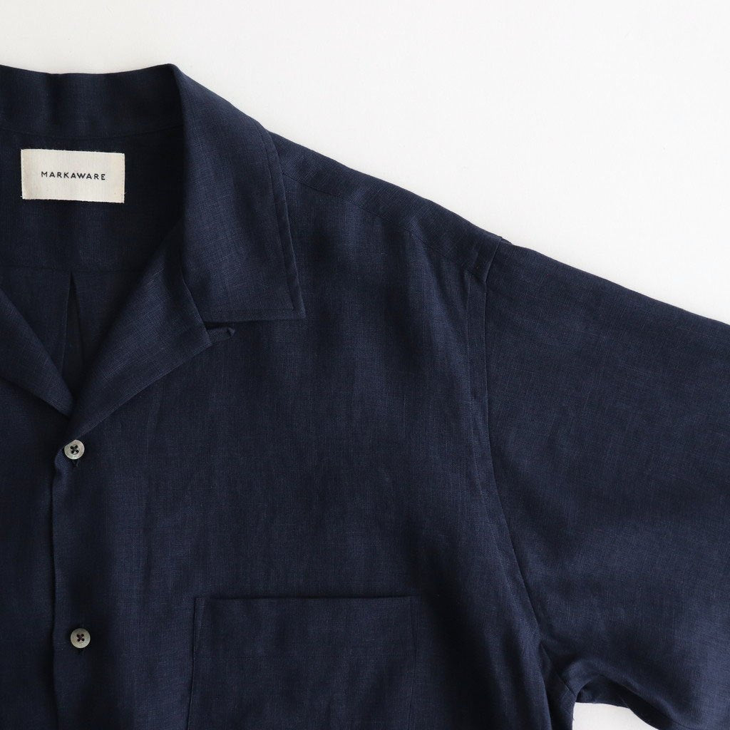 NEW OPEN COLLAR S/S SHIRT #NAVY [A25B05SH01B]