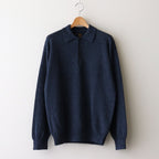 WASHED HIGH COUNT LINEN POLO #NAVY [BN-25SM-023]
