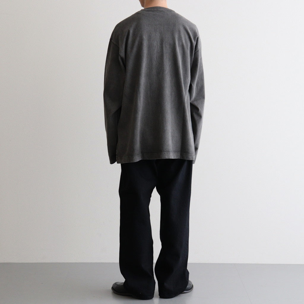 OPEN END COTTON PIGMENT DYE HENRY NECK P/O #020 CHARCOAL [17052 66024]