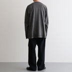 OPEN END COTTON PIGMENT DYE HENRY NECK P/O #020 CHARCOAL [17052 66024]