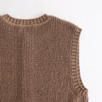 Cotton Snarl Yarn Knit Vest #BROWN [NEP-SS2533W]
