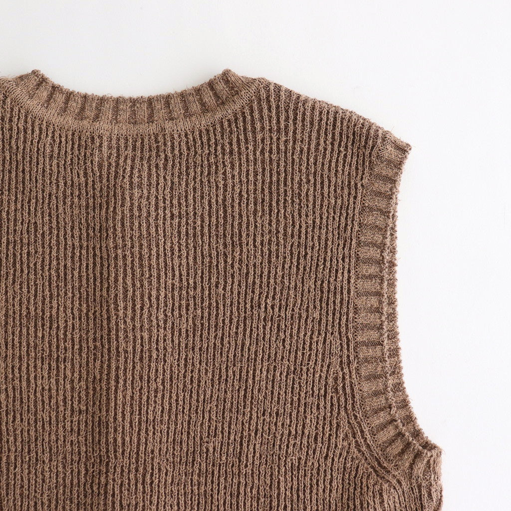 Cotton Snarl Yarn Knit Vest #BROWN [NEP-SS2533W]
