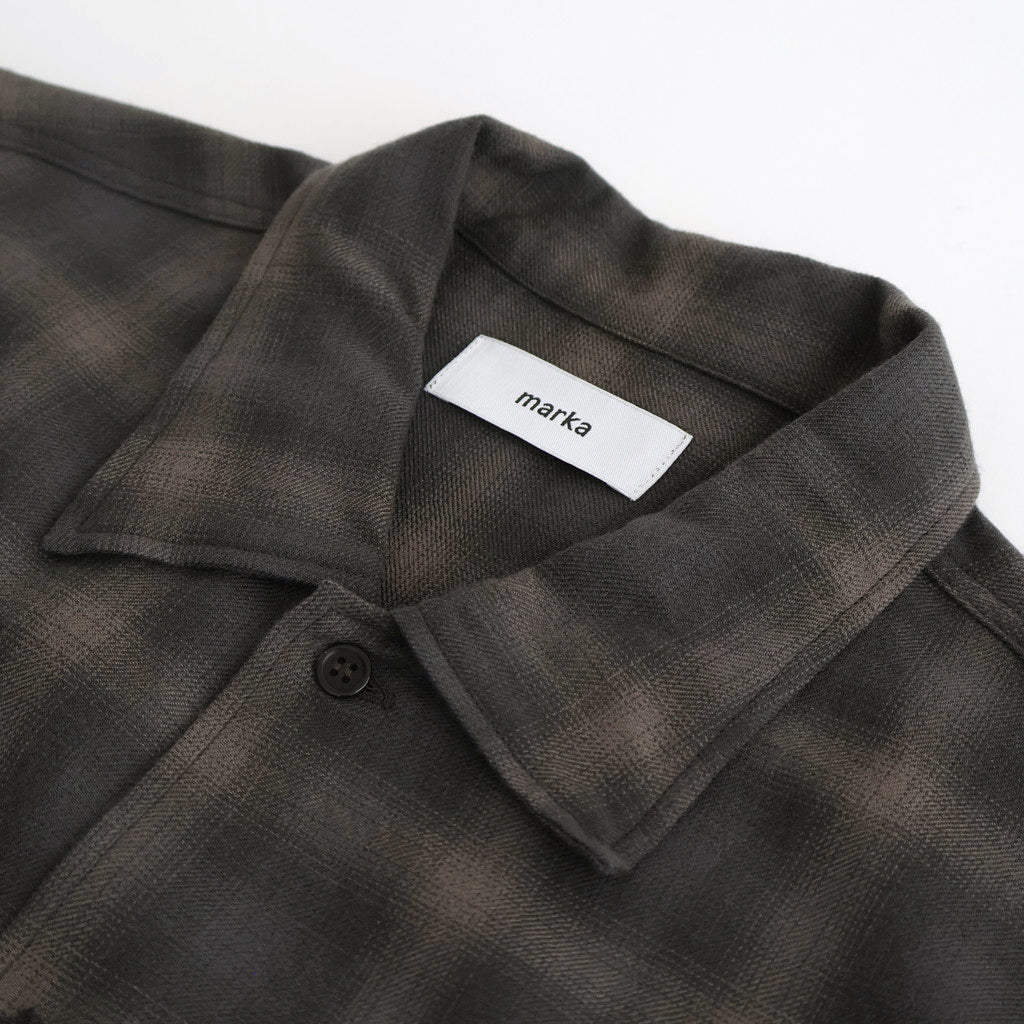 DOUBLE POCKET OPEN COLLAR L/S SHIRT #GRAY CHECK [M25C22SH02C]