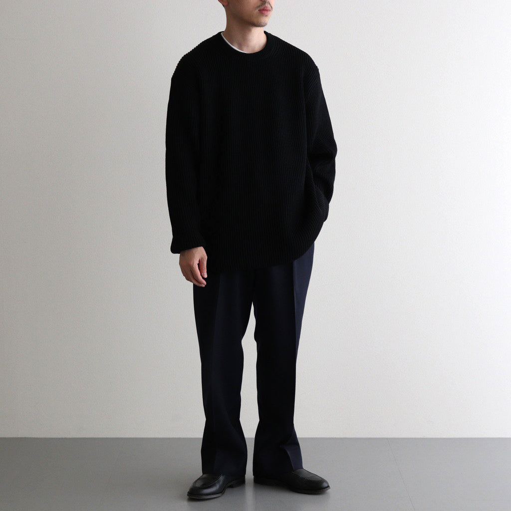 SOLID WOOL RIB CREW NECK #BLACK [BN-24FM-042]