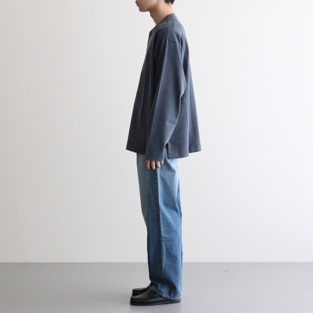 OPEN END COTTON PIGMENT DYE HENRY NECK P/O #120 NAVY [17052 66024]