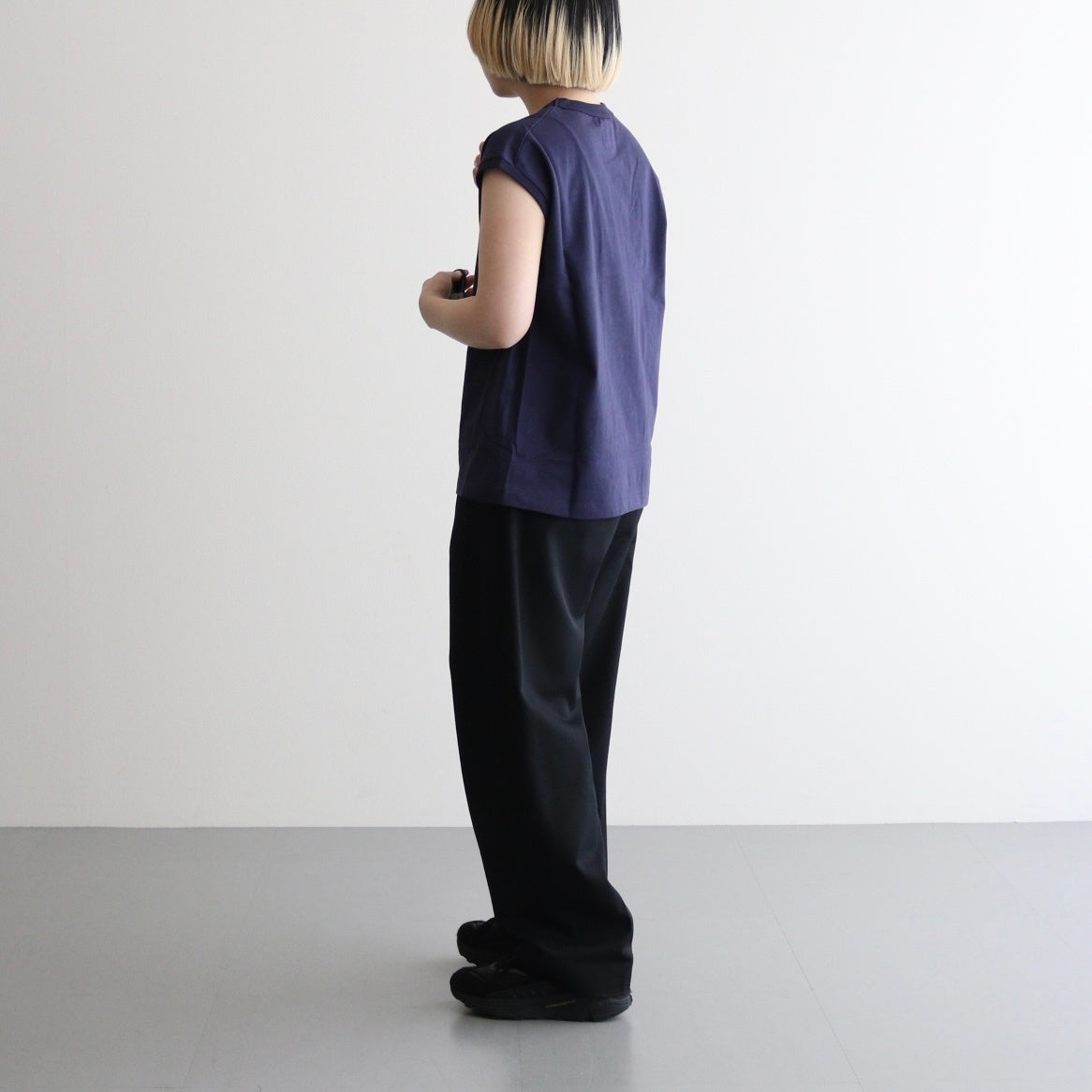 Cotton Jersey Sleeveless Tee #Navy [N25SH059]