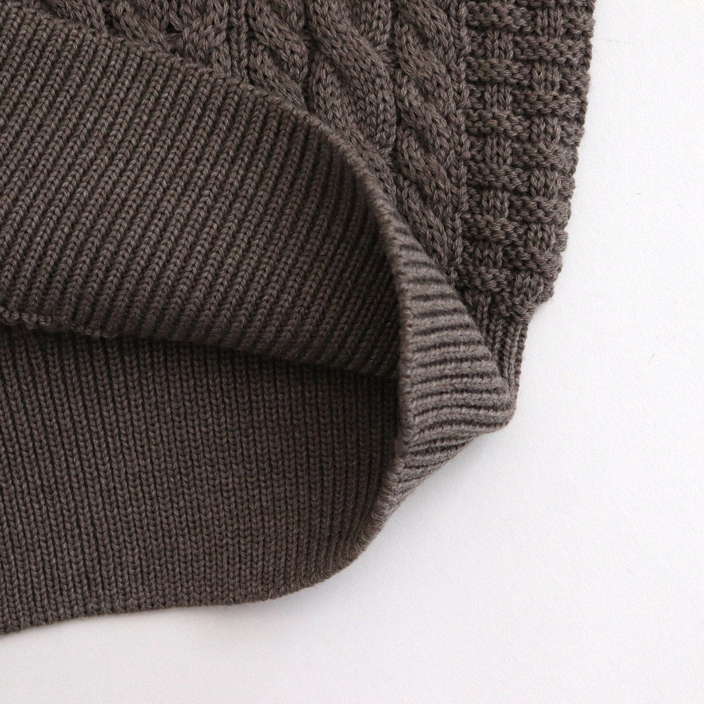 SOLID WOOL ARAN CREW NECK #GREIGE [BN-24FL-035]