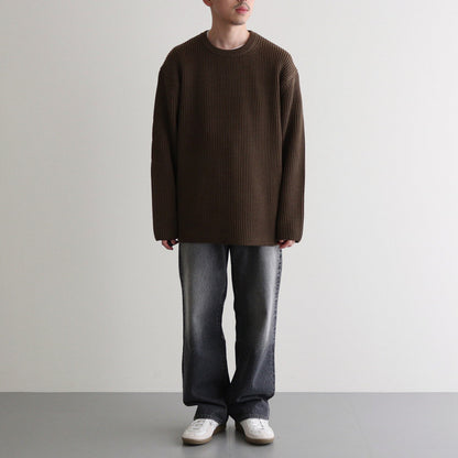 SOLID WOOL RIB CREW NECK #OLIVE [BN-24FM-042]