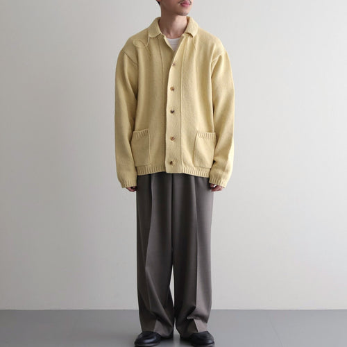 Cotton Fancy Yarn Crochet Collar Knit Jacket #Custard [NEP-SS2628]