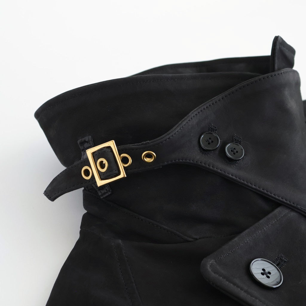 DOUBLE BREASTED HALF COAT #BLACK [SH-60-C-NUBCK-3]