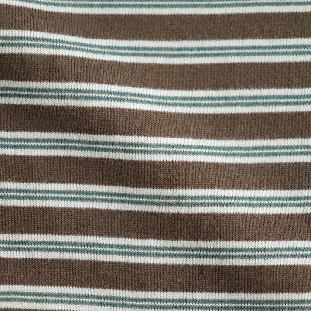 BORDER LONG SLEEVE TOP #STONE BROWNxGREEN [PMAW-CL08]