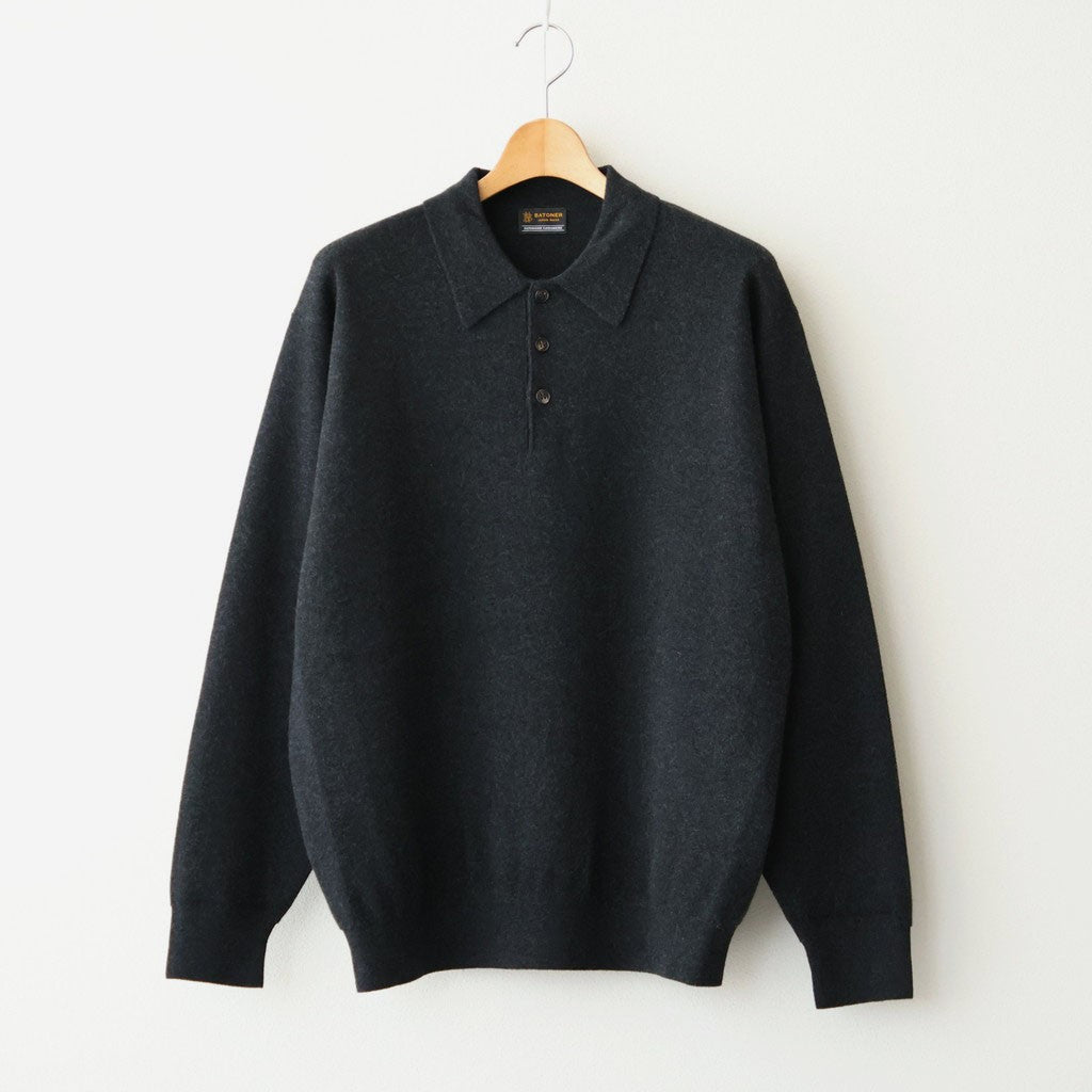 SUNSHINE CASHMERE POLO #HEATHER BLACK [BN-26FM-059]