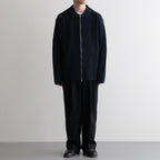 SOLID WOOL RIB POLO ZIP UP CARDIGAN #DARK GREEN×NAVY [BN-25FM-044]