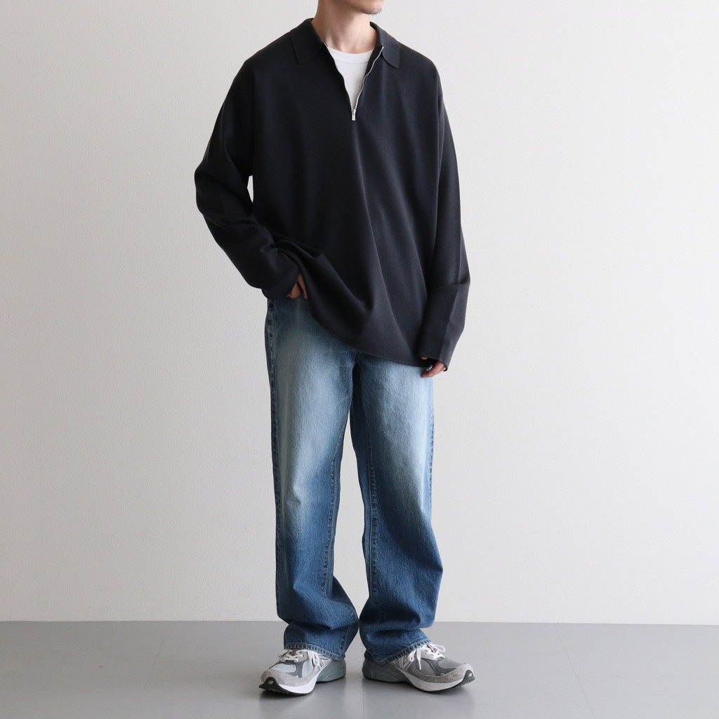 32G SMOOTH WOOL POLO HALF ZIP #CHARCOAL BLUE [BN-25FM-021]