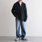 32G SMOOTH WOOL POLO HALF ZIP #CHARCOAL BLUE [BN-25FM-021]