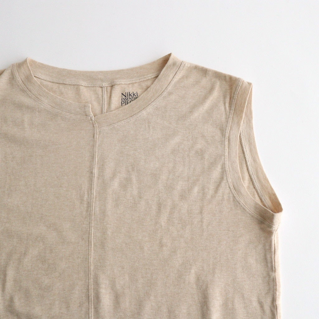 Giza Cotton Fraise Stitch Suleeveless #TOP Beige [NEP-SS2621]