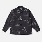 ORIGINAL PRINTED OPEN COLLAR SHIRTS (Animal Drawing) Long-sleeve #ONYX [251OJ-SH18]