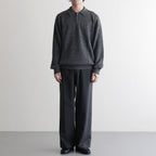 WASHED HIGH COUNT LINEN POLO #CHARCOAL [BN-26SM-022]