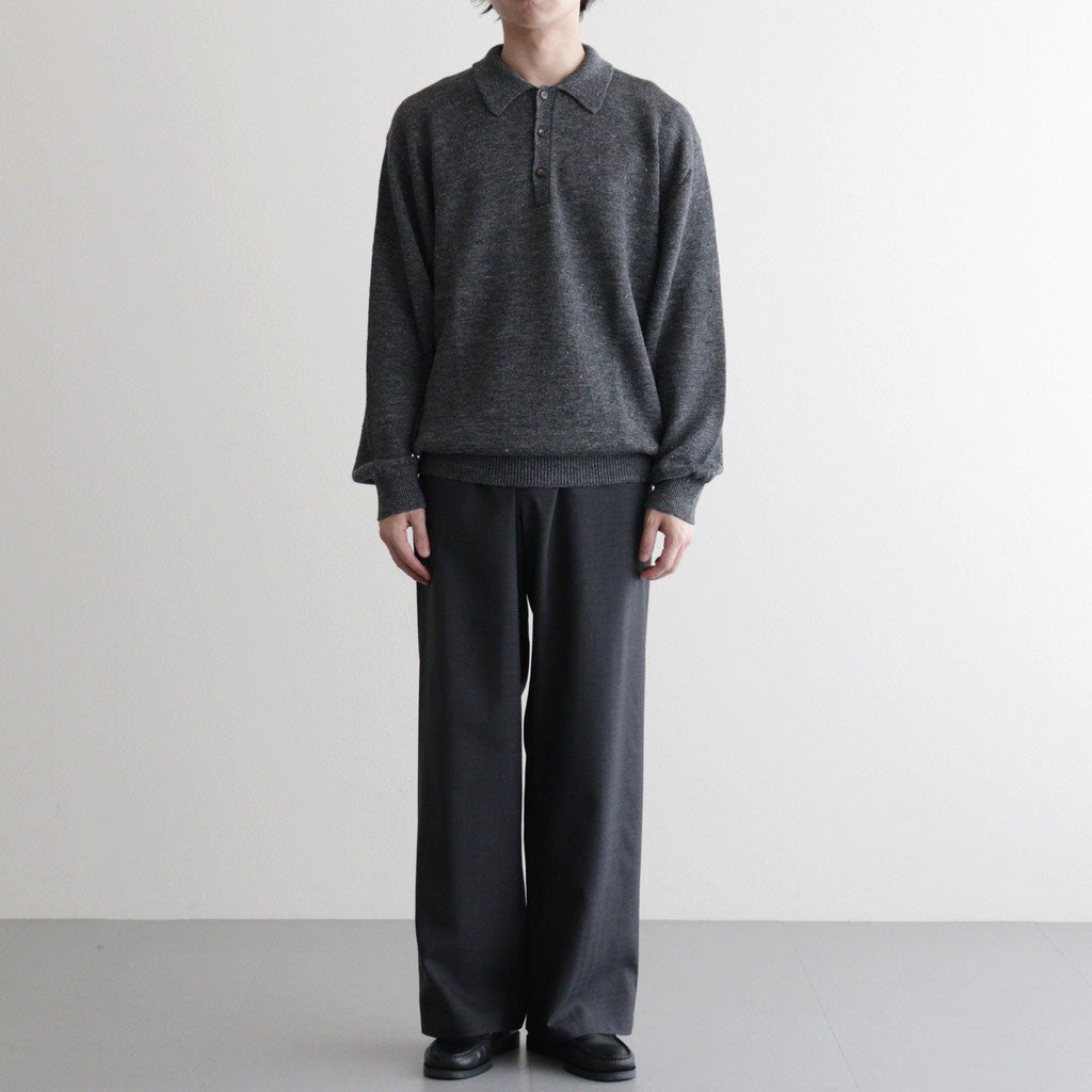 WASHED HIGH COUNT LINEN POLO #CHARCOAL [BN-26SM-022]