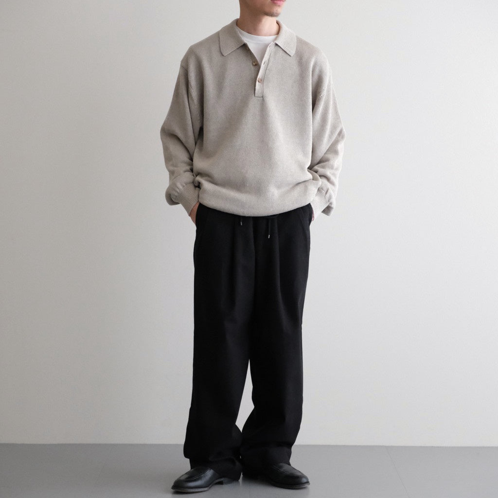 WASHED HIGH COUNT LINEN POLO #NATURAL [BN-26SM-022]