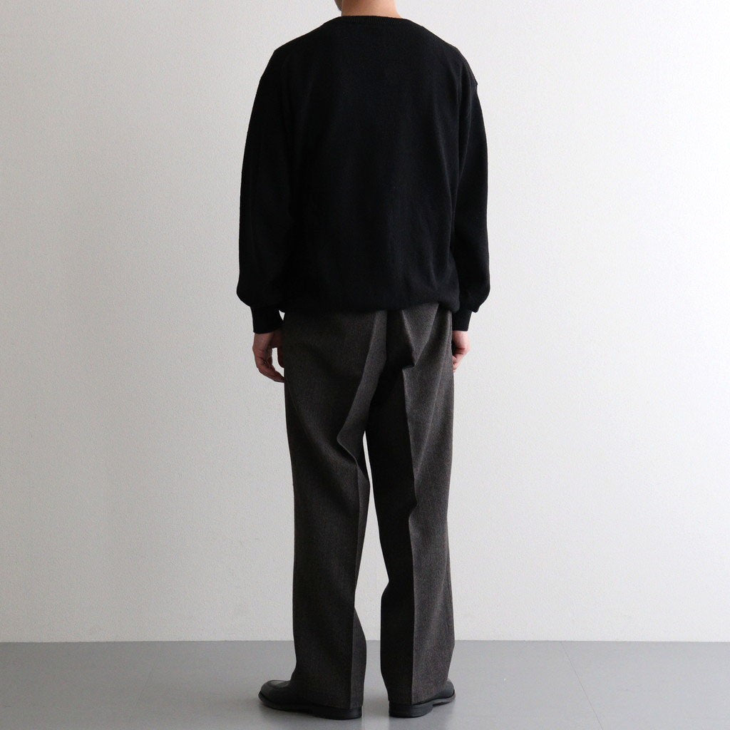 TWEED WOOL ONE TUCK TROUSERS #BROWN [BN-26FM-023]