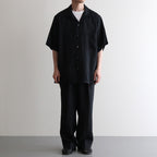 NEW OPEN COLLAR S/S SHIRT #BLACK [A25B05SH01B]