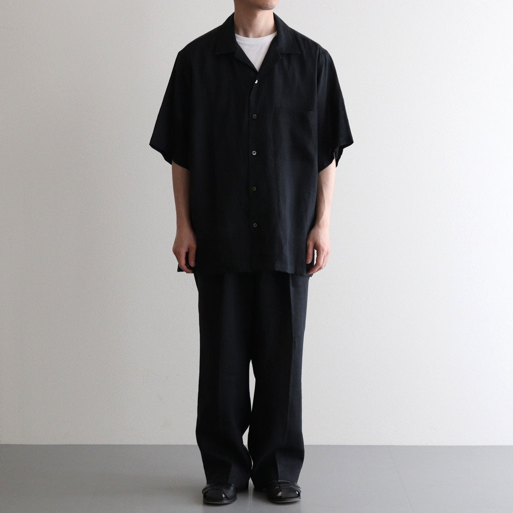 NEW OPEN COLLAR S/S SHIRT #BLACK [A25B05SH01B]
