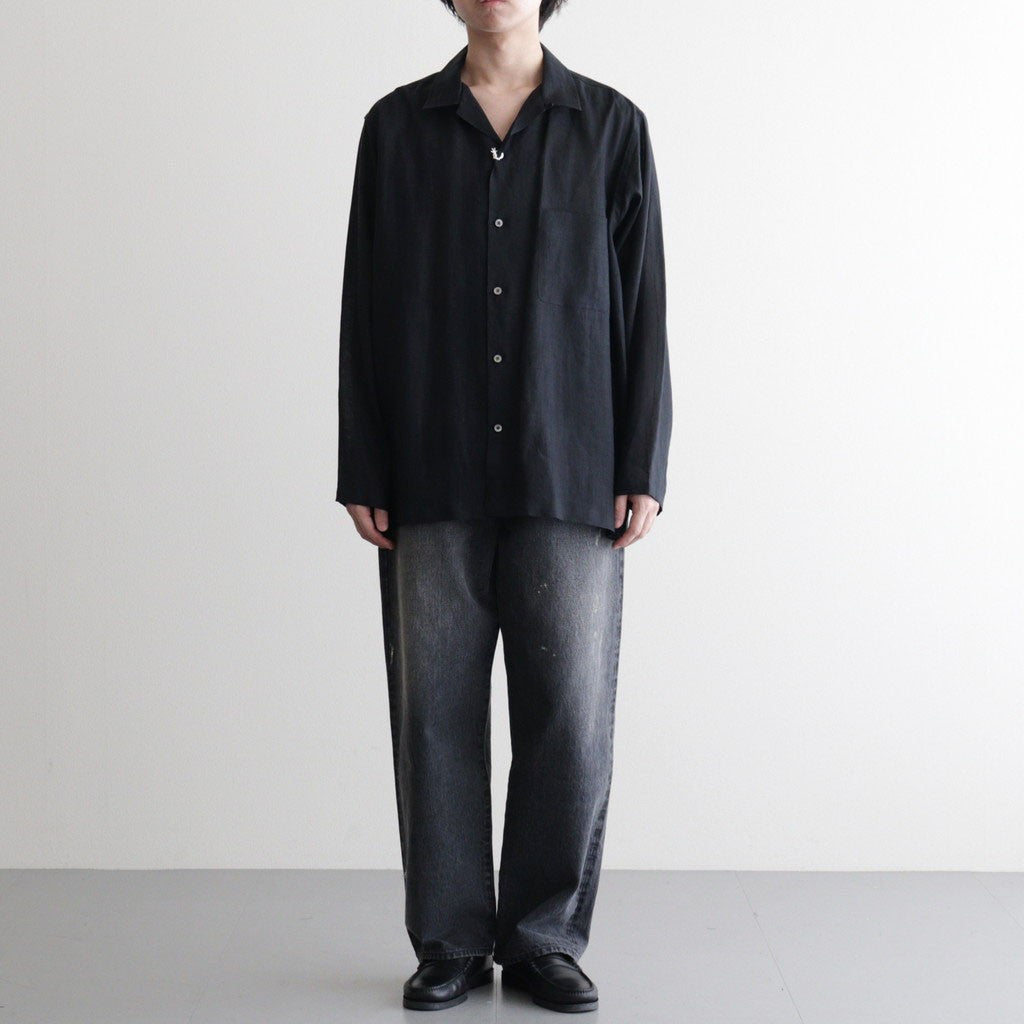 COMFORT FIT OPEN COLLAR SHIRT #BLACK [A26A22SH02C]