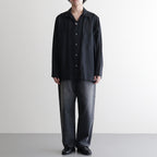 COMFORT FIT OPEN COLLAR SHIRT #BLACK [A26A22SH02C]