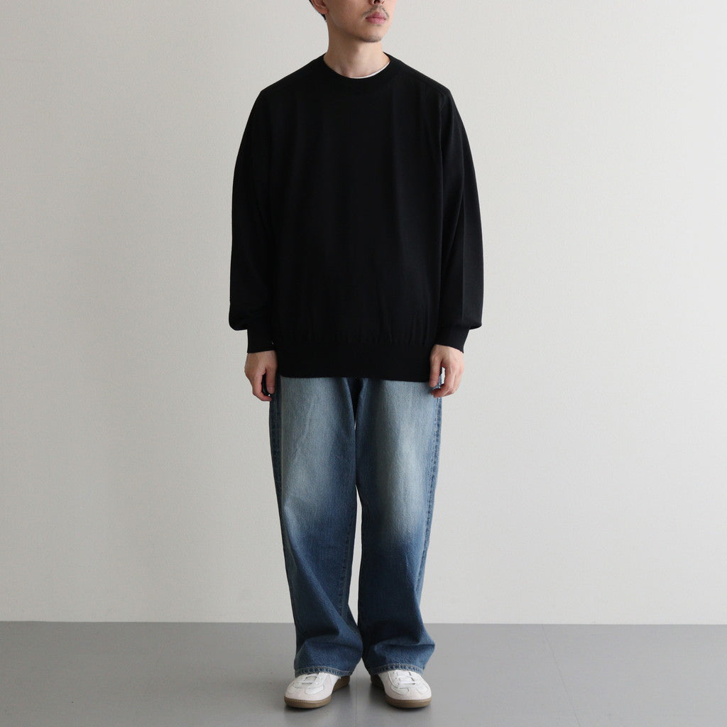 Wool Cashmere Silk Knit Crew Neck #Black [BHS24F021]