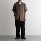 ORIGINAL PRINTED OPEN COLLAR SHIRTS (KASURI) Short-sleeve #MOCHA [261OJ-SH20]