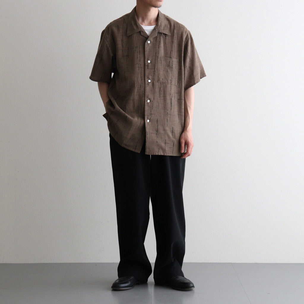 ORIGINAL PRINTED OPEN COLLAR SHIRTS (KASURI) Short-sleeve #MOCHA [261OJ-SH20]