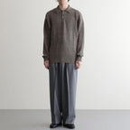 WASHED HIGH COUNT LINEN POLO #BROWN [BN-26SM-022]