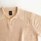 WASHED HIGH COUNT LINEN POLO SKIPPER #CREAM [BN-25SL-022]