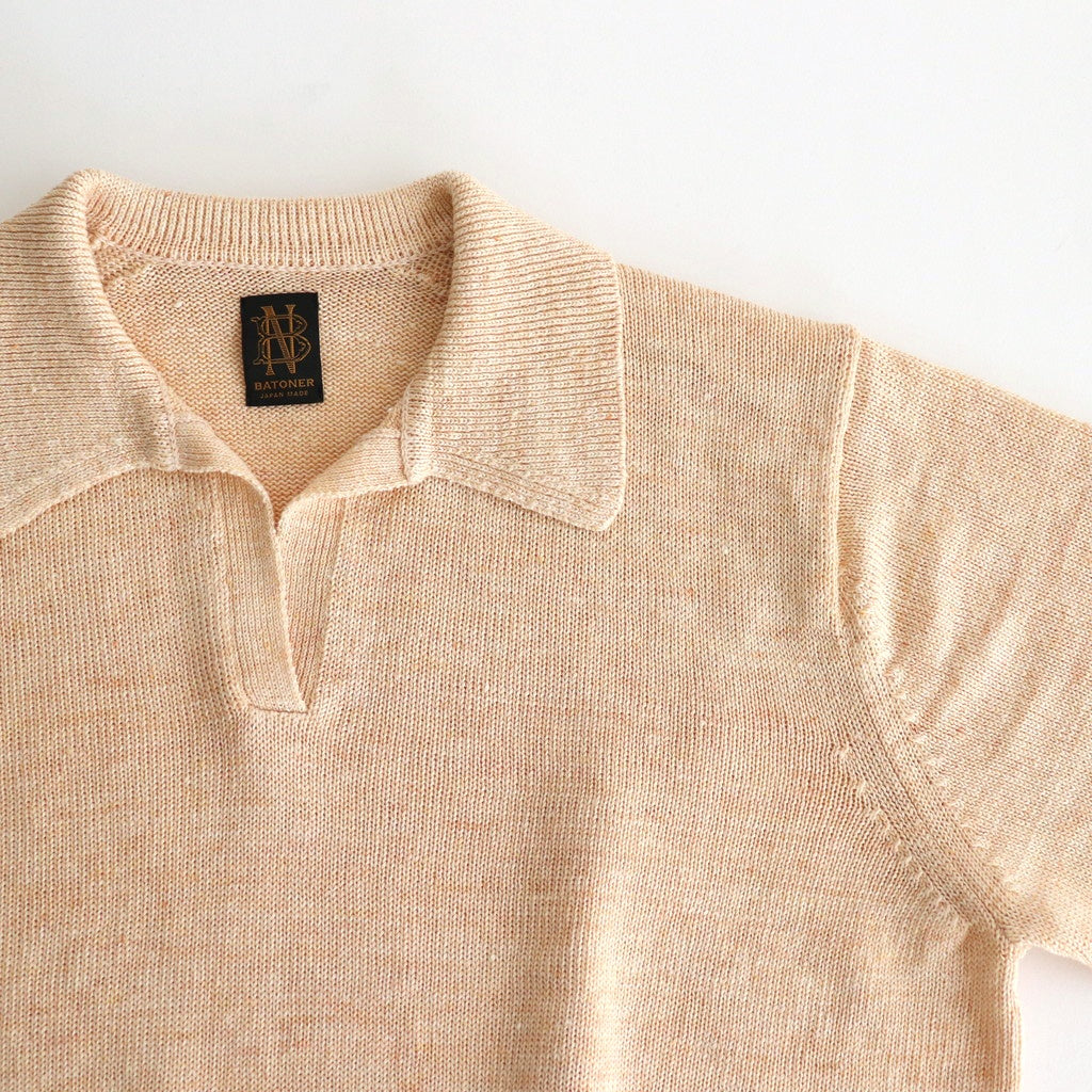 WASHED HIGH COUNT LINEN POLO SKIPPER #CREAM [BN-25SL-022]