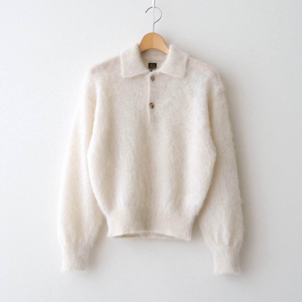 PURE MOHAIR SHAGGY POLO #IVORY [BN-25FL-053]