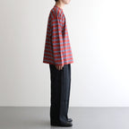 BORDER LONG SLEEVE TOP #N.REDxSAX [PMAT-CL02]