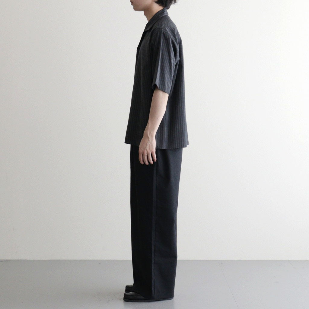 FLY FRONT OPEN COLLAR S/S SHIRT #GRAY STRIPE [M26A11SH02B]