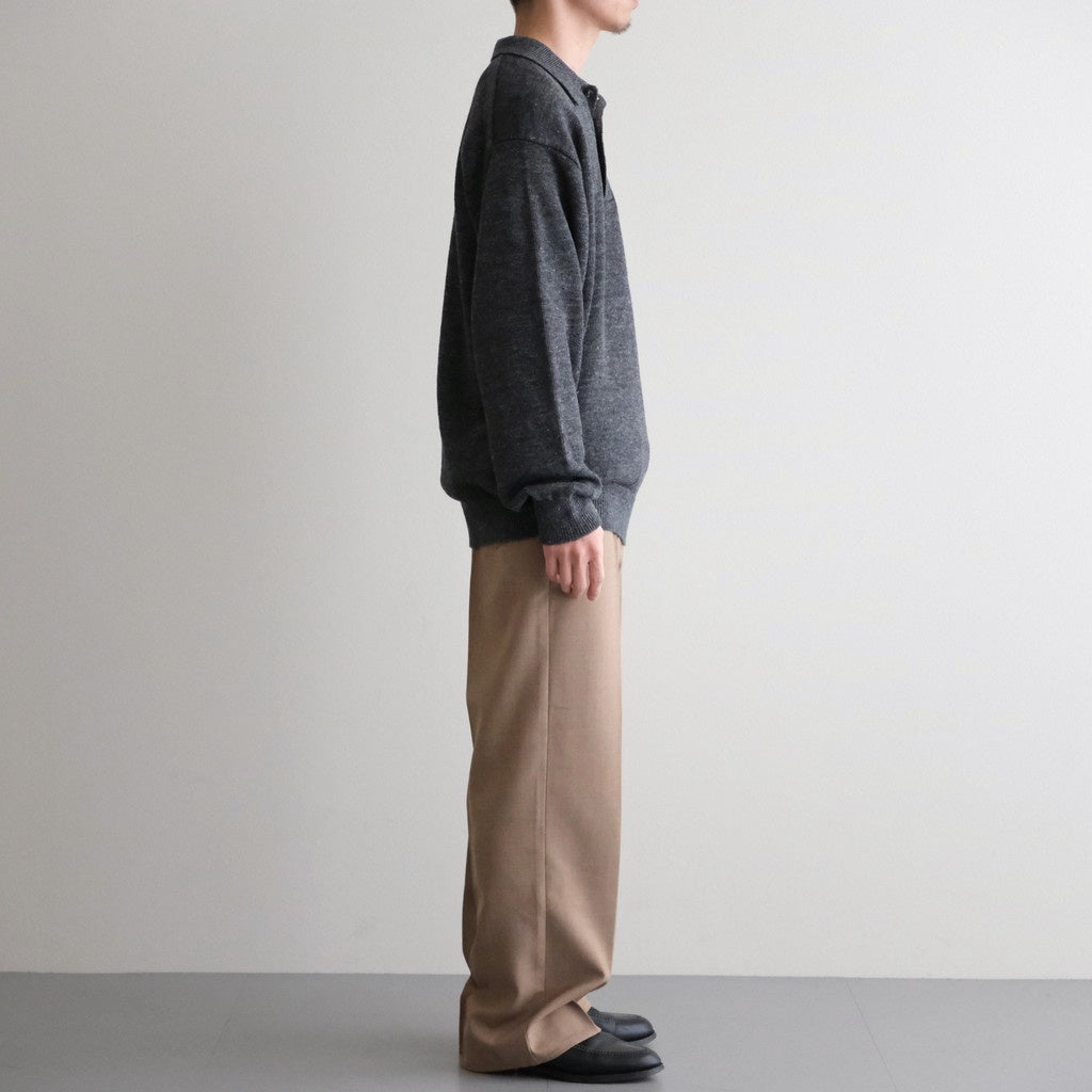 WASHED HIGH COUNT LINEN POLO #CHARCOAL [BN-26SM-022]