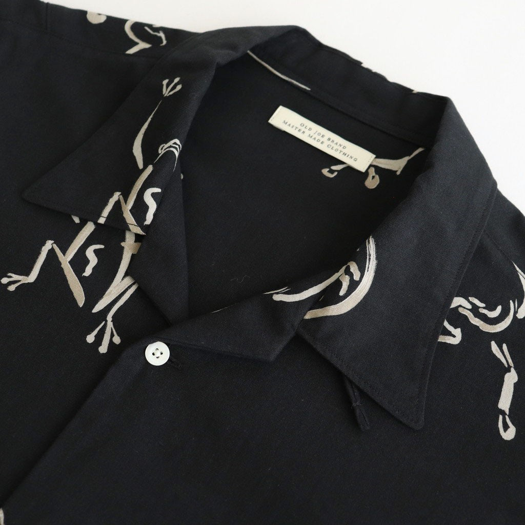 ORIGINAL PRINTED OPEN COLLAR SHIRTS (Animal Drawing) Long-sleeve #ONYX [251OJ-SH18]