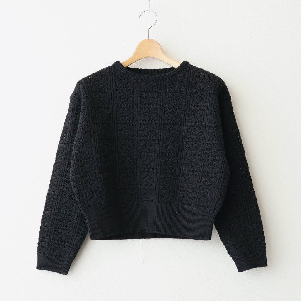 GRASSY LACE CREW NECK #BLACK [BN-26SL-028]