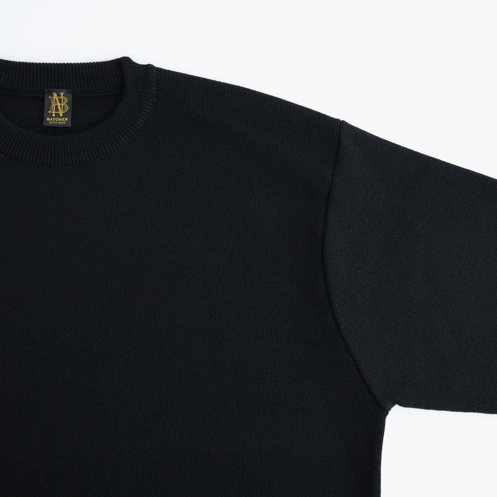SOLID WOOL SMOOTH CREW NECK #BLACK [BN-26FM-056]